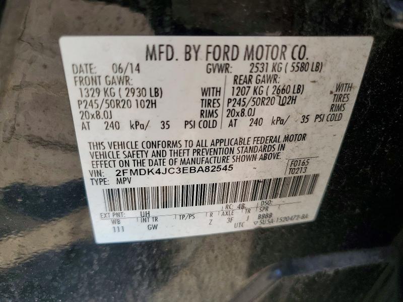 52858356 :رقم المزاد ، 2FMDK4JC3EBA82545 vin ، 2014 Ford Edge مزاد بيع