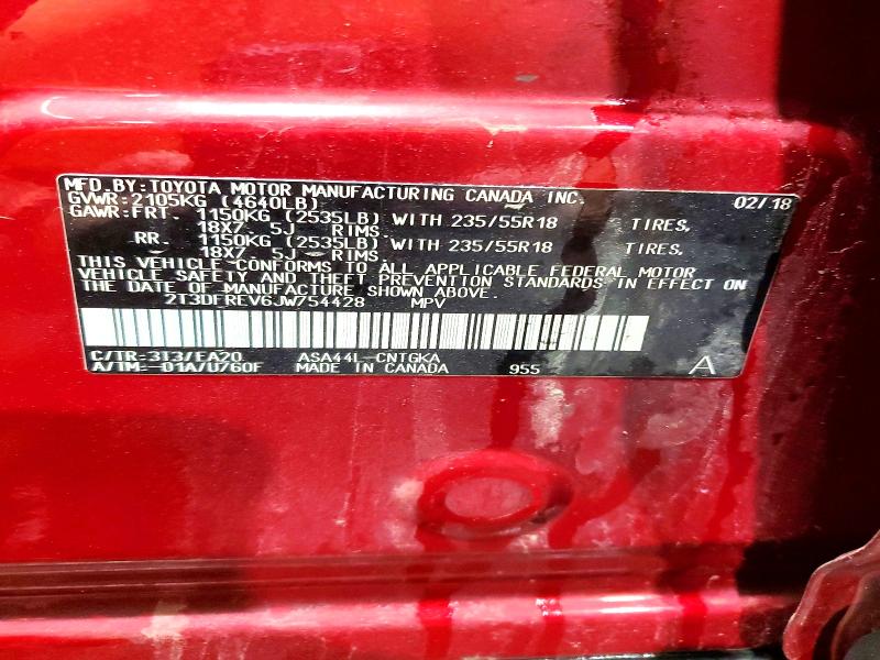2018 Toyota Rav4 მანქანა იყიდება აუქციონზე, vin: 2T3DFREV6JW754428, აუქციონის ნომერი: 52402136