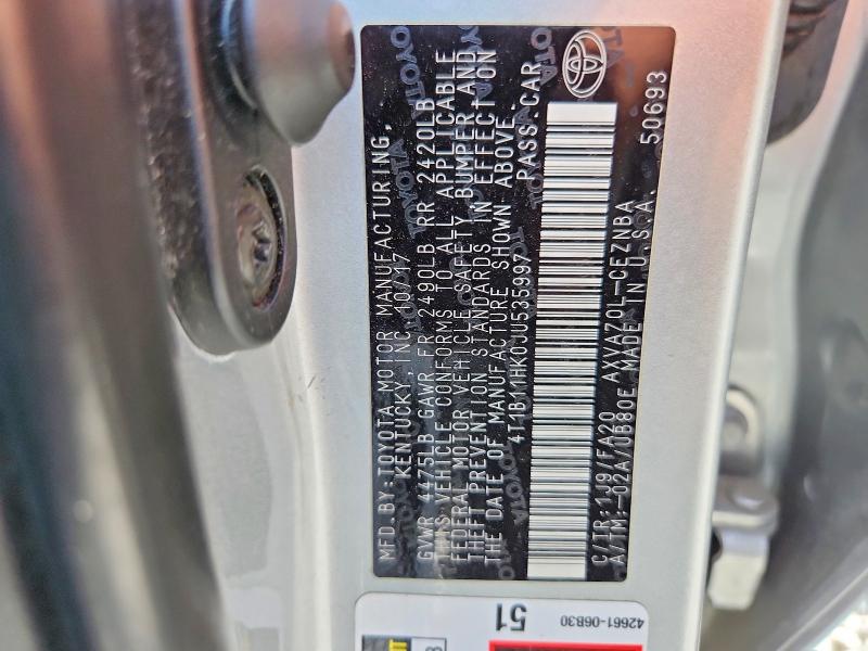 Продаж на аукціоні авто 2018 Toyota Camry, vin: 4T1B11HK0JU535997, номер лоту: 54161096