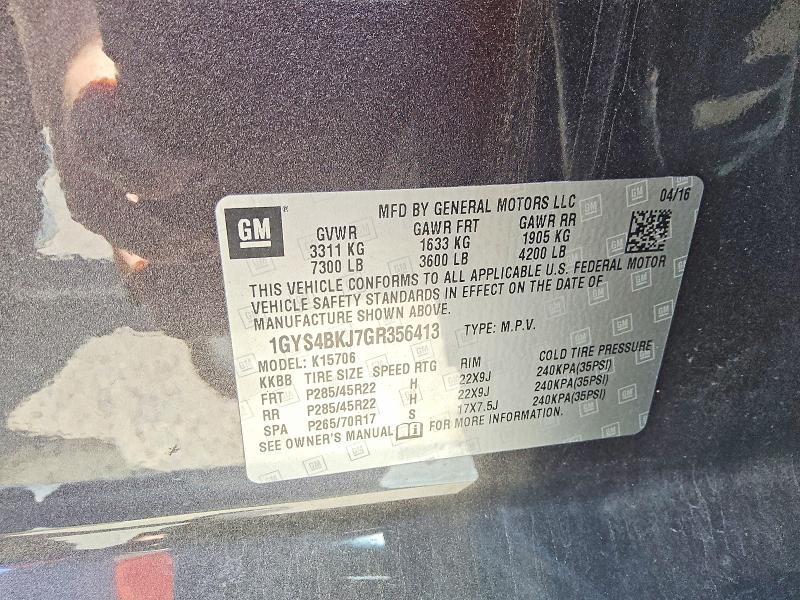 Продаж на аукціоні авто 2016 Cadillac Escalade, vin: 1GYS4BKJ7GR356413, номер лоту: 55054886