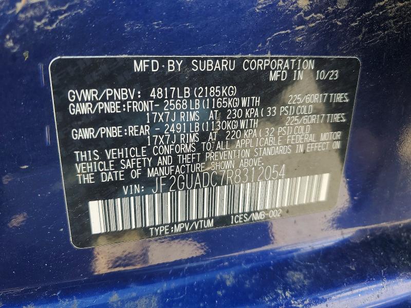 Продажа на аукционе авто 2024 Subaru Crosstrek, vin: JF2GUADC7R8312054, номер лота: 51821236