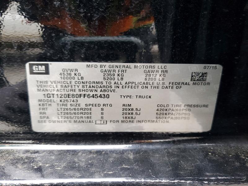 2015 Gmc Sierra მანქანა იყიდება აუქციონზე, vin: 1GT120E80FF645430, აუქციონის ნომერი: 54628286