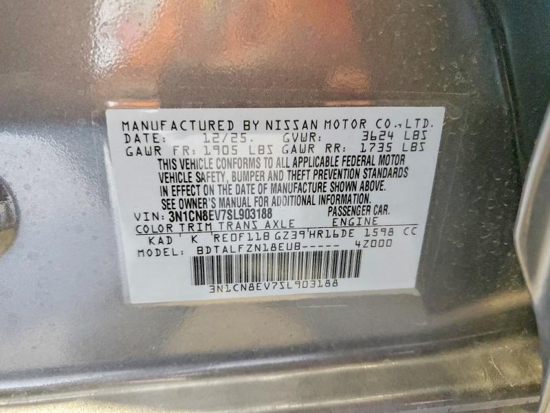 Aukcja sprzedaży 2025 Nissan Versa, vin: 3N1CN8EV7SL903188, numer aukcji: 52309726