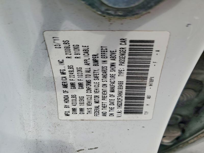 Продажа на аукционе авто 2017 Honda Accord, vin: 1HGCR2F34HA189498, номер лота: 51963766