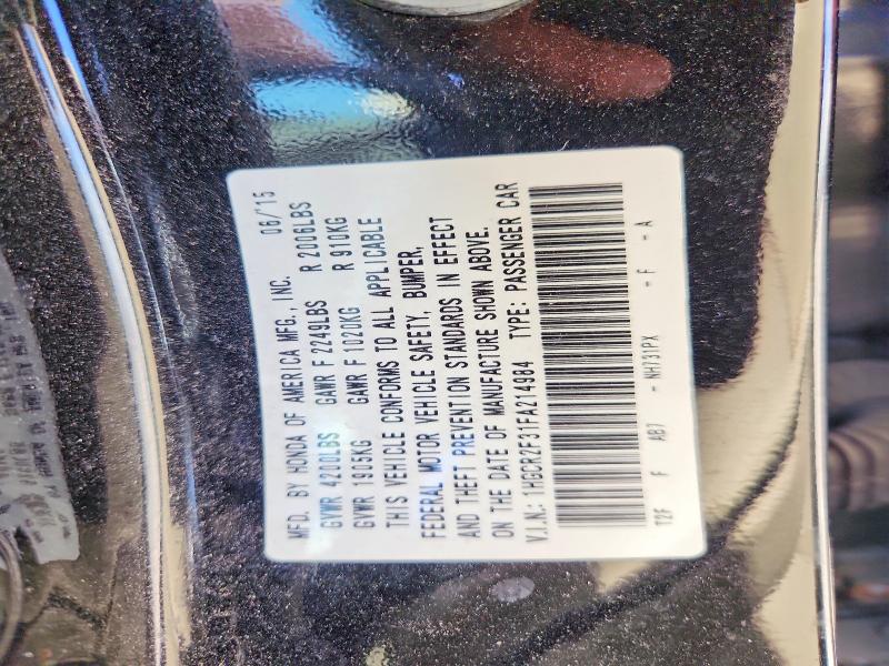 55383046 :رقم المزاد ، 1HGCR2F31FA214984 vin ، 2015 Honda Accord مزاد بيع