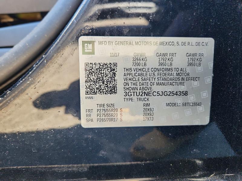 2018 Gmc Sierra მანქანა იყიდება აუქციონზე, vin: 3GTU2NEC5JG254358, აუქციონის ნომერი: 53482416