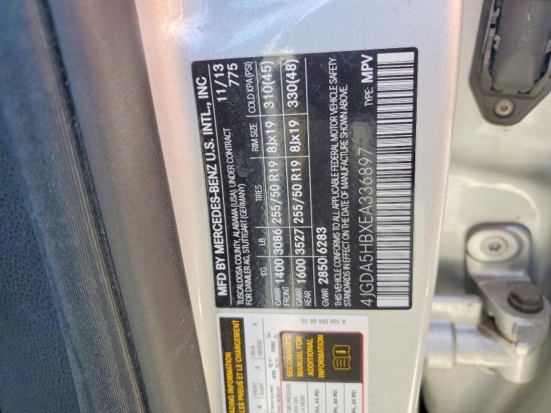 52086616 :رقم المزاد ، 4JGDA5HBXEA336897 vin ، 2014 Mercedes-benz Ml مزاد بيع