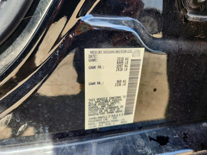 Aukcja sprzedaży 2020 Nissan Altima, vin: 1N4BL4BW5LC236113, numer aukcji: 55395686
