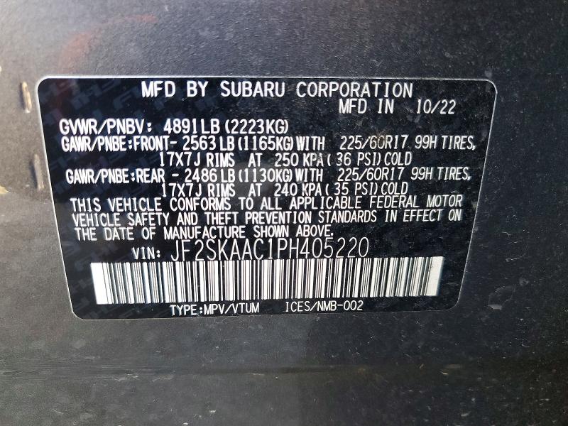 Aukcja sprzedaży 2023 Subaru Forester, vin: JF2SKAAC1PH405220, numer aukcji: 53031836