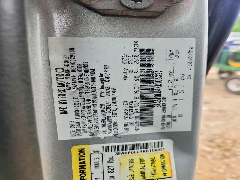2019 Ford Fusion მანქანა იყიდება აუქციონზე, vin: 3FA6P0LU4KR106321, აუქციონის ნომერი: 52002856