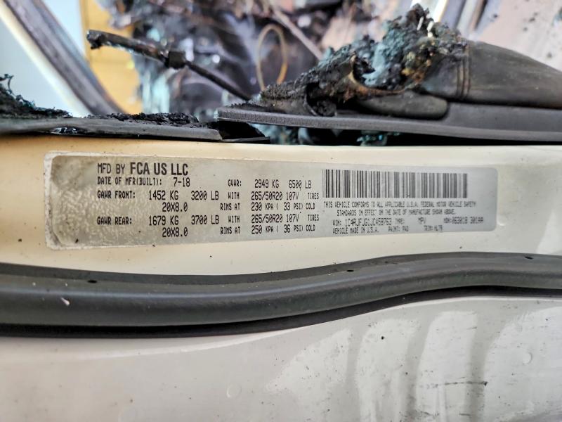 2018 Jeep Grand Cherokee მანქანა იყიდება აუქციონზე, vin: 1C4RJFJG1JC458763, აუქციონის ნომერი: 51662456
