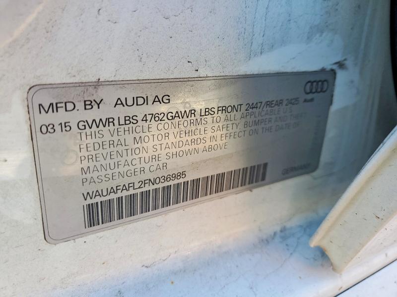 Продаж на аукціоні авто 2015 Audi A4, vin: WAUAFAFL2FN036985, номер лоту: 52192706
