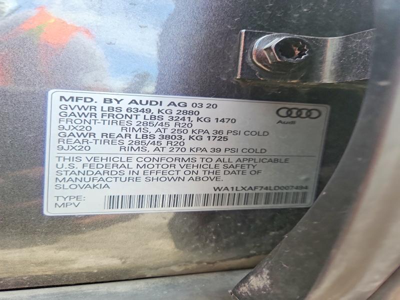 54439096 :رقم المزاد ، WA1LXAF74LD007494 vin ، 2020 Audi Q7 مزاد بيع