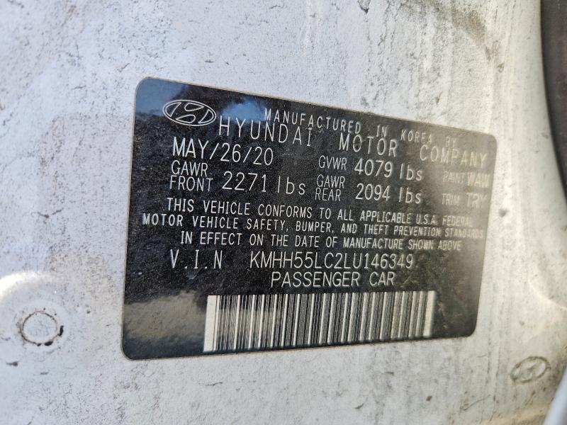 2020 Hyundai Elantra Gt მანქანა იყიდება აუქციონზე, vin: KMHH55LC2LU146349, აუქციონის ნომერი: 53742926