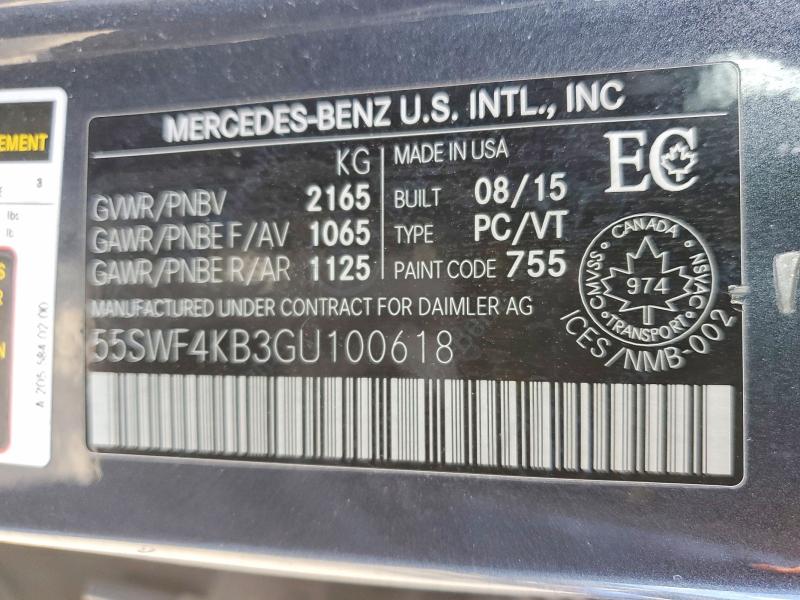 Auction sale of the 2016 Mercedes-benz C, vin: 55SWF4KB3GU100618, lot number: 51517346