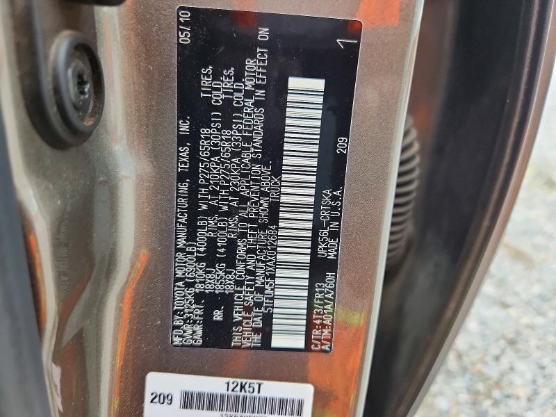 55349936 :رقم المزاد ، 5TFUM5F1XAX012684 vin ، 2010 Toyota Tundra مزاد بيع