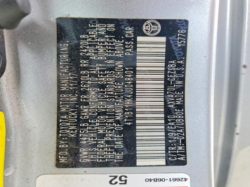 53135936 :رقم المزاد ، 4T1B11HK4JU048401 vin ، 2018 Toyota Camry مزاد بيع