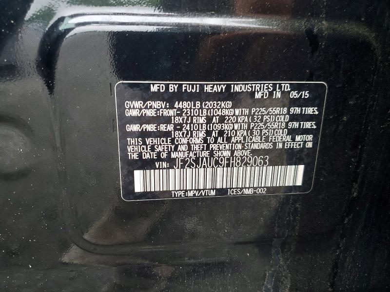 Aukcja sprzedaży 2015 Subaru Forester, vin: JF2SJAUC9FH829063, numer aukcji: 54656686