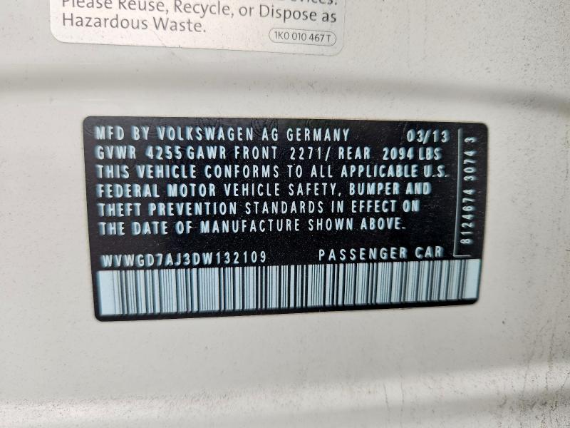 Продаж на аукціоні авто 2013 Volkswagen Gti, vin: WVWGD7AJ3DW132109, номер лоту: 52207586