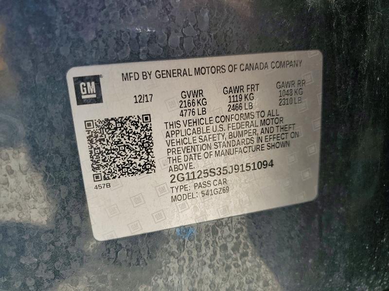 Продаж на аукціоні авто 2018 Chevrolet Impala, vin: 2G1125S35J9151094, номер лоту: 53909196