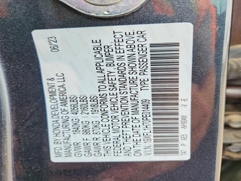 Продаж на аукціоні авто 2023 Honda Civic, vin: 19XFL1H70PE014409, номер лоту: 53011456