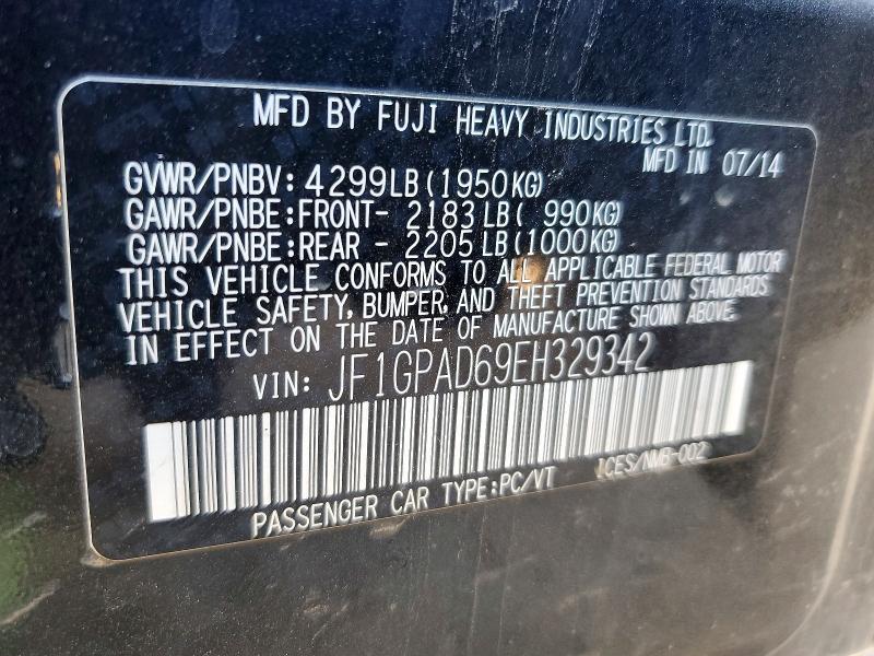 Aukcja sprzedaży 2014 Subaru Impreza, vin: JF1GPAD69EH329342, numer aukcji: 51332846