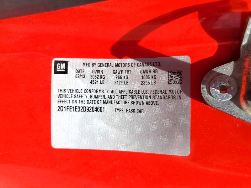 2013 Chevrolet Camaro მანქანა იყიდება აუქციონზე, vin: 2G1FE1E32D9204601, აუქციონის ნომერი: 52276096