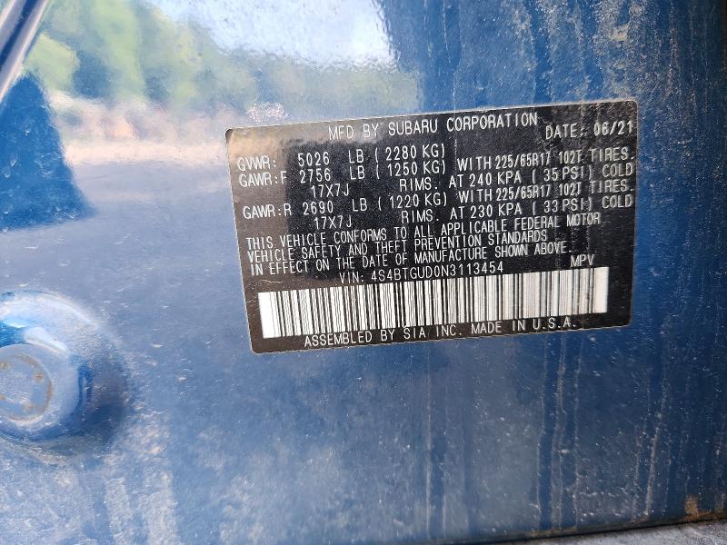 Продажа на аукционе авто 2022 Subaru Outback, vin: 4S4BTGUD0N3113454, номер лота: 53786716