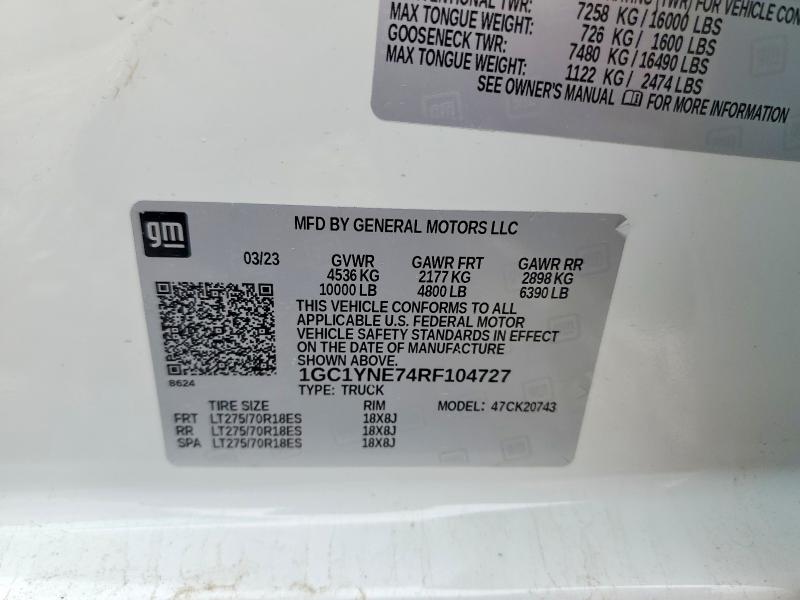 Продаж на аукціоні авто 2024 Chevrolet Silverado, vin: 1GC1YNE74RF104727, номер лоту: 54466056