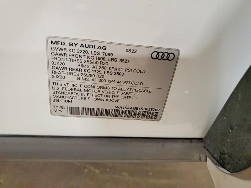 Продажа на аукционе авто 2024 Audi Q8 E-tron, vin: WA15AAGE4RB028759, номер лота: 54012756