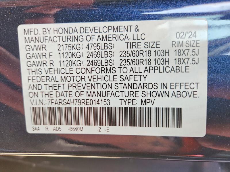 54470746 :رقم المزاد ، 7FARS4H79RE014153 vin ، 2024 Honda Cr-v مزاد بيع