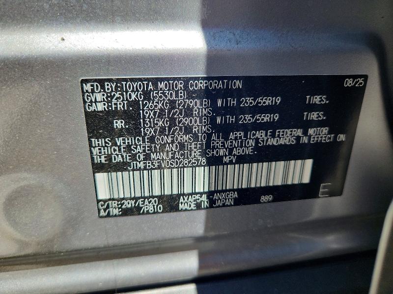 Продажа на аукционе авто 2025 Toyota Rav4, vin: JTMFB3FV0SD282578, номер лота: 53552756
