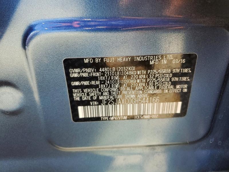 Aukcja sprzedaży 2016 Subaru Forester, vin: JF2SJAXC0GH544166, numer aukcji: 53717446