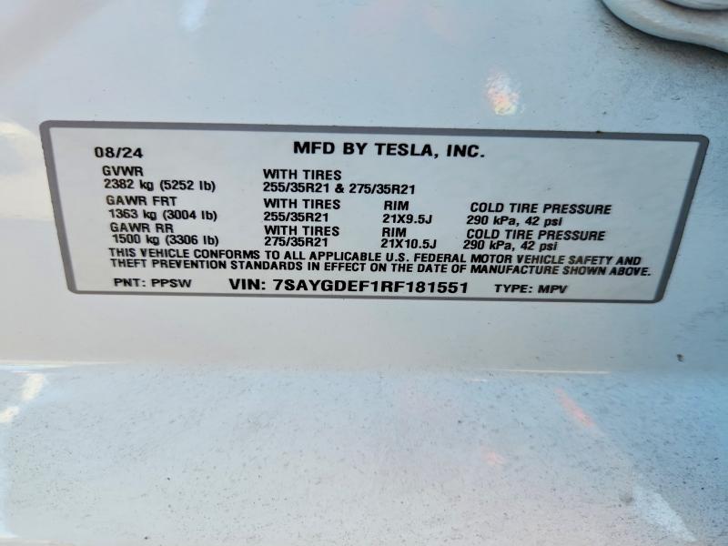 Продаж на аукціоні авто 2024 Tesla Model Y, vin: 7SAYGDEF1RF181551, номер лоту: 54600266