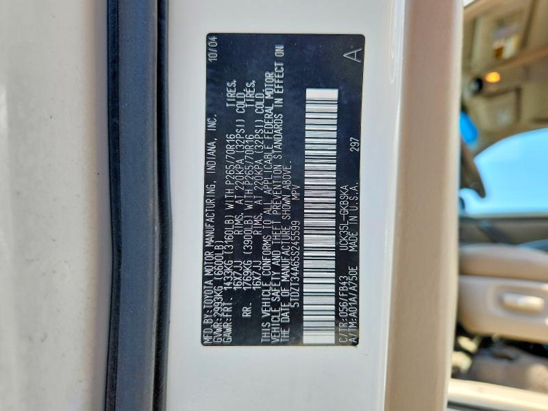 2005 Toyota Sequoia მანქანა იყიდება აუქციონზე, vin: 5TDZT34A65S245599, აუქციონის ნომერი: 53793586