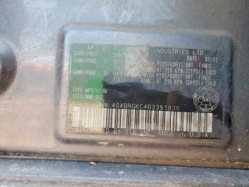 Продажа на аукционе авто 2011 Subaru Outback, vin: 4S4BRGKC4B3391830, номер лота: 52143836