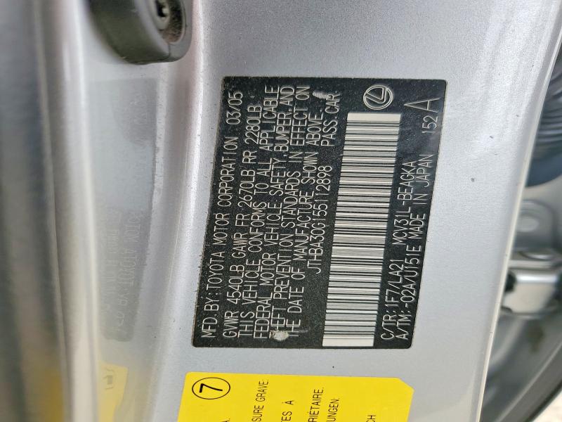 48545946 :رقم المزاد ، JTHBA30G155112898 vin ، 2005 Lexus Es مزاد بيع