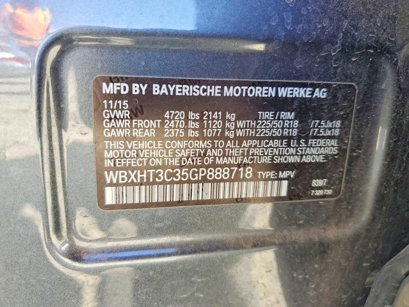 2016 Bmw X1 მანქანა იყიდება აუქციონზე, vin: WBXHT3C35GP888718, აუქციონის ნომერი: 53837906