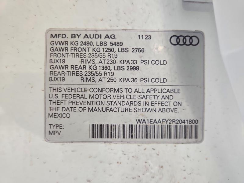 Aukcja sprzedaży 2024 Audi Q5, vin: WA1EAAFY2R2041800, numer aukcji: 52875036