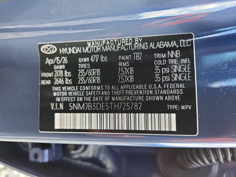 Продаж на аукціоні авто 2026 Hyundai Tucson, vin: 5NMJB3DE5TH725782, номер лоту: 55506286