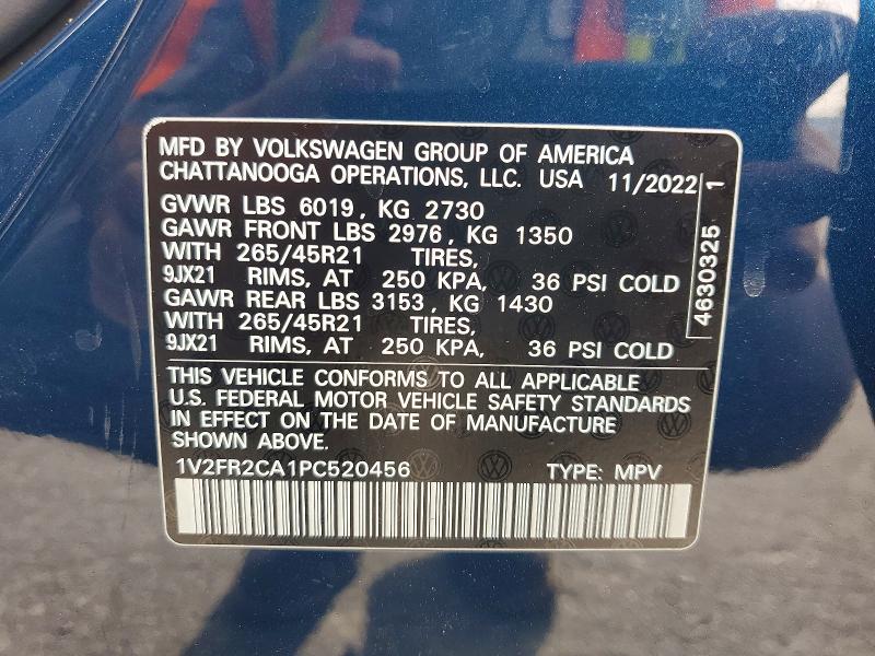 Aukcja sprzedaży 2023 Volkswagen Atlas, vin: 1V2FR2CA1PC520456, numer aukcji: 53238776