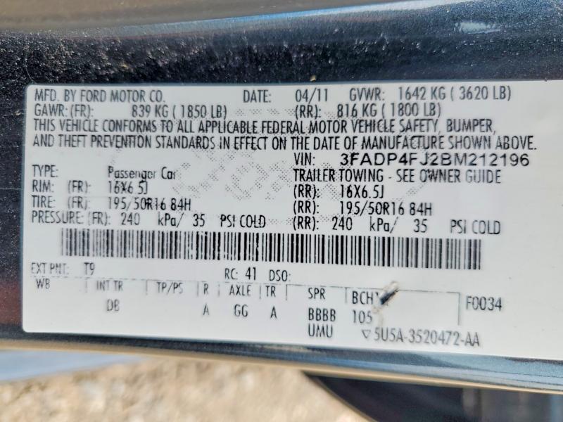 2011 Ford Fiesta მანქანა იყიდება აუქციონზე, vin: 3FADP4FJ2BM212196, აუქციონის ნომერი: 54605556