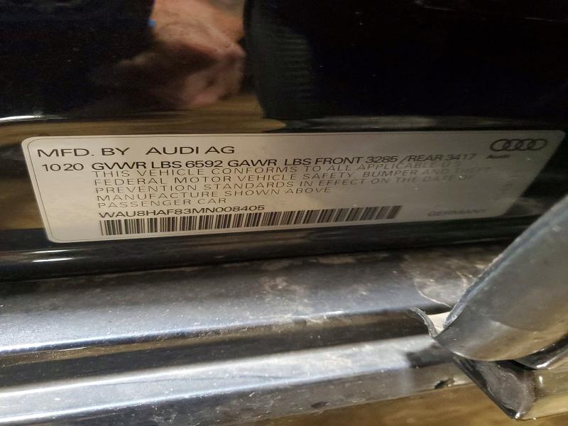 Продажа на аукционе авто 2021 Audi A8, vin: WAU8HAF83MN008405, номер лота: 52472566