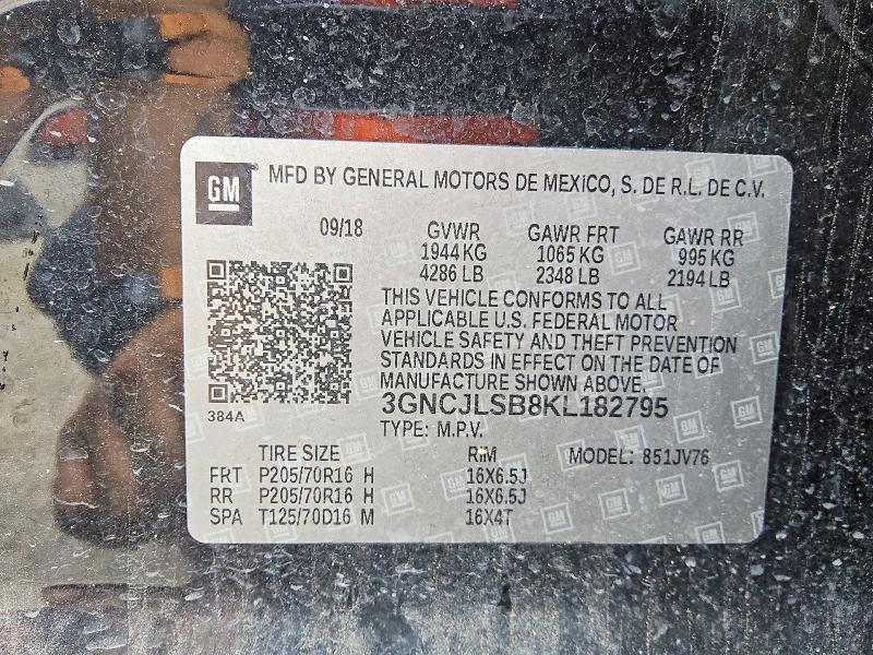 Продажа на аукционе авто 2019 Chevrolet Trax, vin: 3GNCJLSB8KL182795, номер лота: 52302286