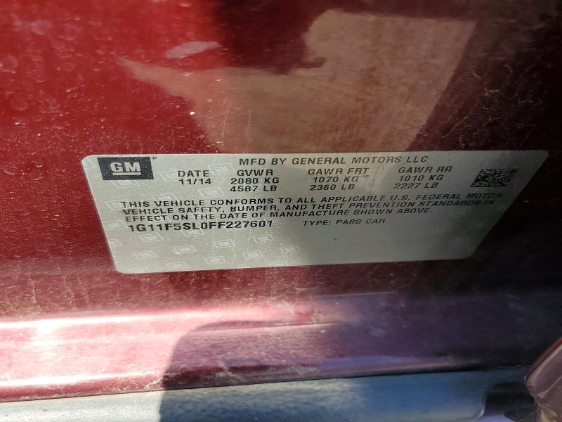 Aukcja sprzedaży 2015 Chevrolet Malibu, vin: 1G11F5SL0FF227601, numer aukcji: 54963896