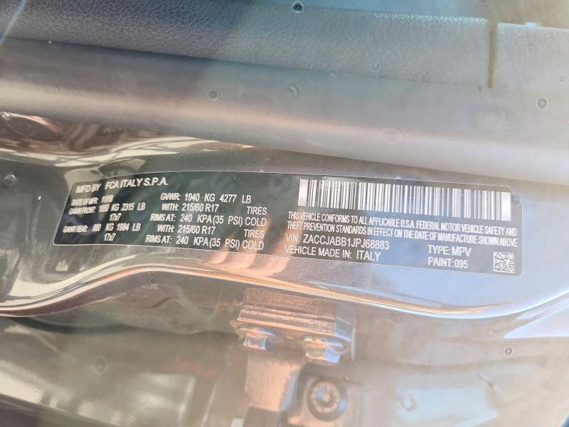 2018 Jeep Renegade მანქანა იყიდება აუქციონზე, vin: ZACCJABB1JPJ68883, აუქციონის ნომერი: 52212446