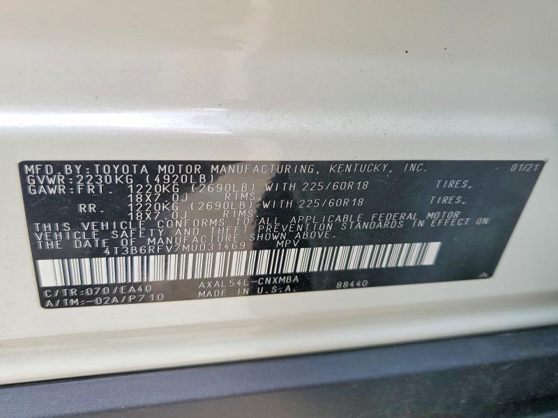 Продаж на аукціоні авто 2021 Toyota Rav4 Hybrid, vin: 4T3B6RFV7MU031469, номер лоту: 54657486