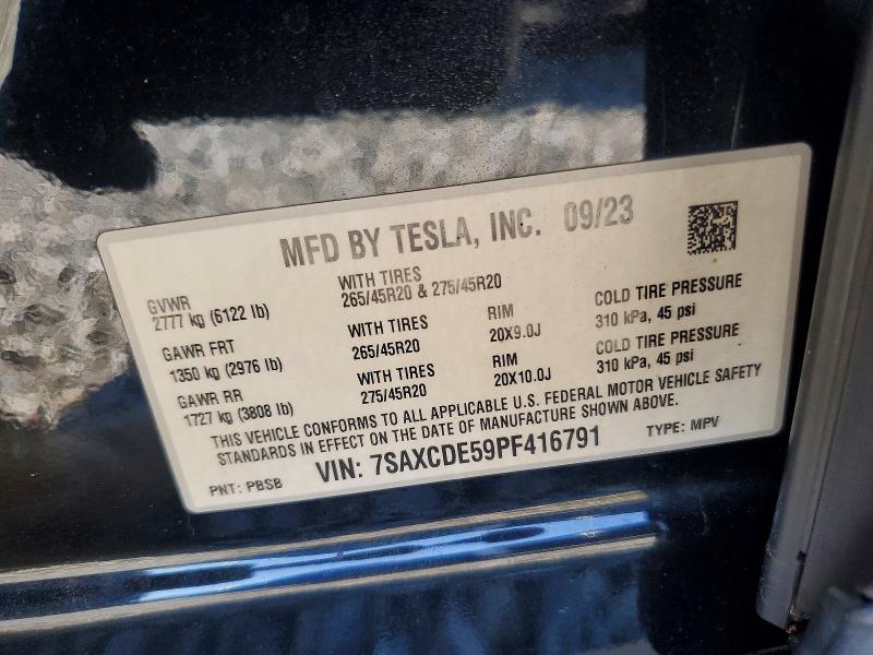 50324196 :رقم المزاد ، 7SAXCDE59PF416791 vin ، 2023 Tesla Model X مزاد بيع
