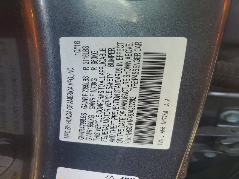 Aukcja sprzedaży 2018 Honda Accord, vin: 1HGCV1F46JA252282, numer aukcji: 53024066