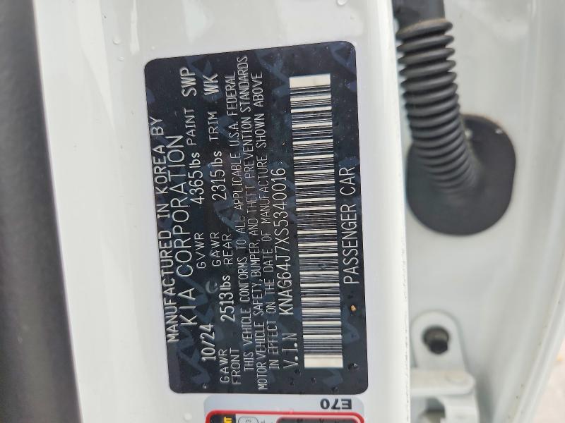 54072266 :رقم المزاد ، KNAG64J7XS5340016 vin ، 2025 Kia K5 مزاد بيع